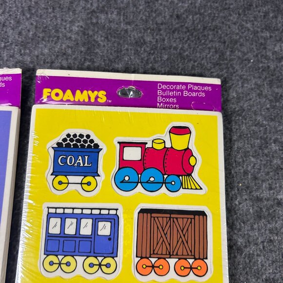 Vintage Foamys Puffy Stickers 1970's 1980's Rainbow Clown Train Lot of 2 - Picture 6 of 7